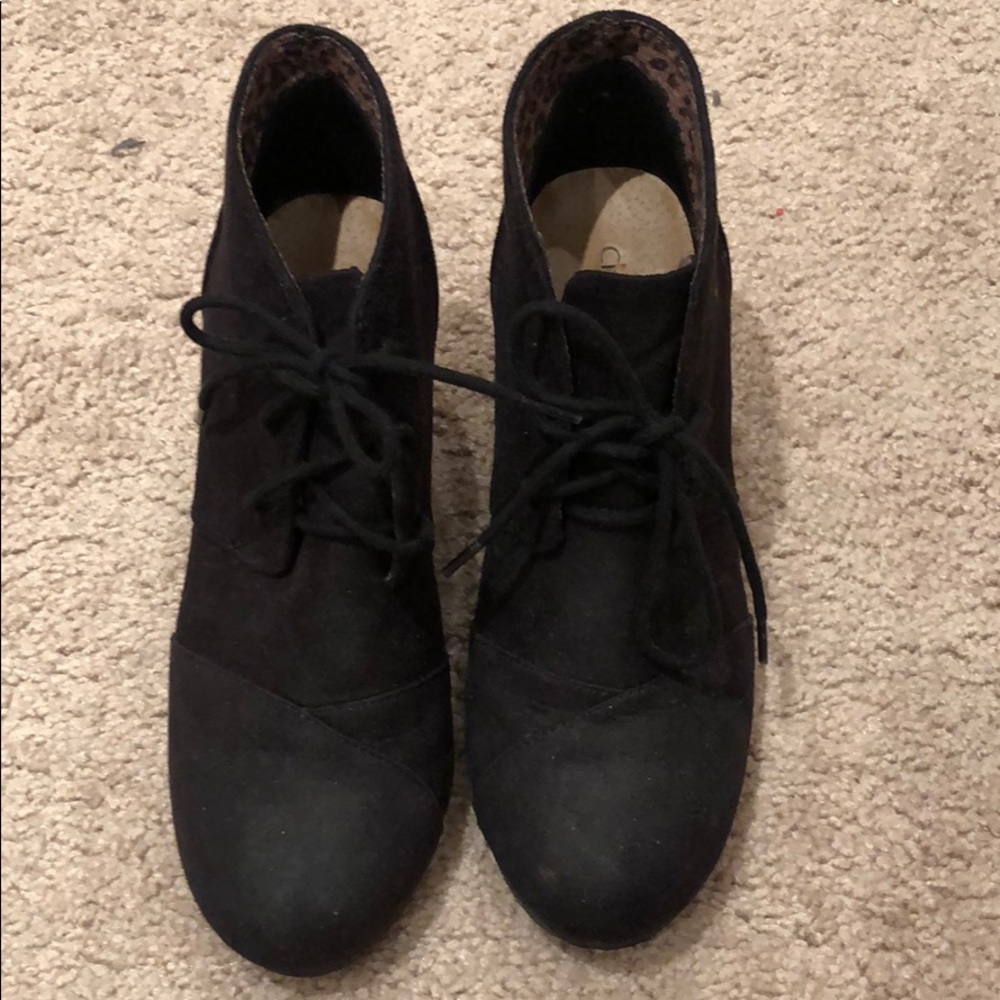 Black Suede Wedge Booties